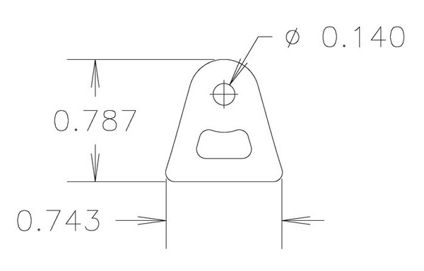 4130 1/16" THK - .140" HOLE - 7/8" HT, STRAIGHT MINI CHASSIS TAB - QTY 4